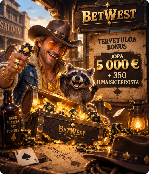 BetWest rekisteröinti – 400 % jopa 5 000 € + 350 ilmaiskierrosta